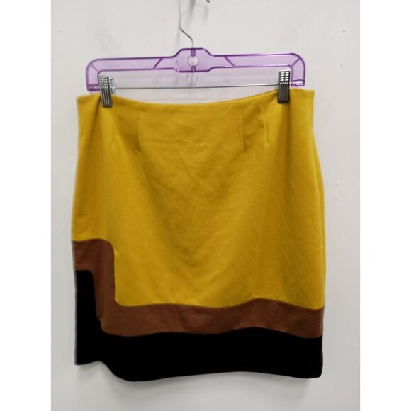 Loft Ann Taylor Womens Mini Skirt Size 8 Mustard Yellow Colorblock Academia - Picture 4 of 5